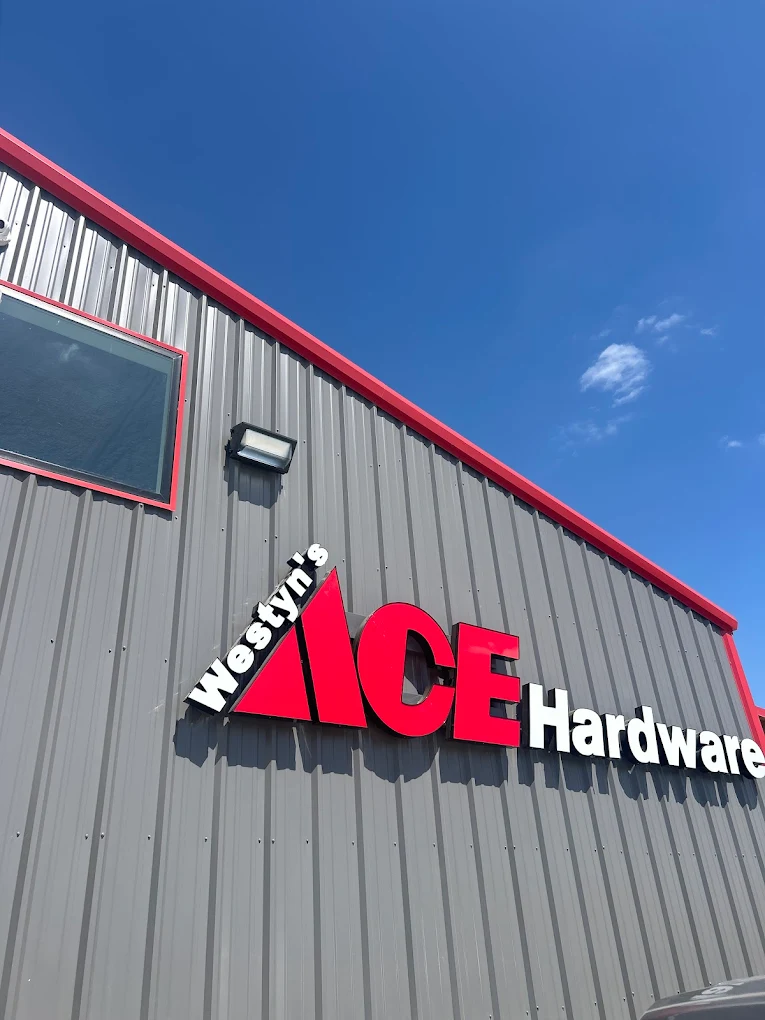 Westyn's Ace Hardware, front of building with sign at top